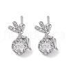 Brass Micro Pave Cubic Zirconia Stud Earrings EJEW-D288-18P-2