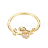 Clear Cubic Zirconia Tulip Flower Open Cuff Ring RJEW-N030-18-1