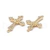 Rack Plating Brass Micro Pave Clear Cubic Zirconia Connector Charms KK-A175-07G-3