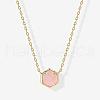 Brass Pave Natural Rose Quartz Hexagon Pendant Necklaces for Women FS-WG13B5A-01-1