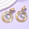 304 Stainless Steel Two Tone Dangle Stud Earrings EJEW-C142-17PG-3
