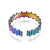 304 Stainless Steel Stripe Textured Cuff Ring RJEW-N038-068-4