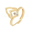 Brass Micro Pave Cubic Zirconia Adjustable Finger Rings for Women RJEW-M099-03G-4