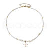2Pcs 2 Colors Shell Pearl Bead & Glass Seed Beads Beaded Necklaces NJEW-MZ00076-5