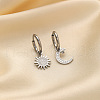 Moon & Sun 304 Stainless Steel Crystal Rhinestone Hoop Earrings FS-WG14E18-02-2