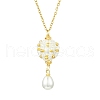 Seed Beads & Teardrop ABS Plastic Imitation Pearl Pendant Necklaces NJEW-MZ00086-3