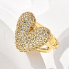 Brass Micro Pave Clear Cubic Zirconia Cuff Earrings EJEW-F359-13G-5