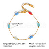 Stainless Steel Glass Rectangle Link Chain Bracelets for Women HD8734-3-1