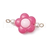 Two Tone Opaque Acrylic & Glass Pearl Flower Connector Charms PALLOY-JF03484-01-3