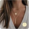 3Pcs Simple Style Brass Coin Letter Rectangle Pendant 3 Layer Necklaces FS-WG4BDA4-09-1
