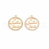 Brass Micro Pave Clear Cubic Zirconia Pendants KK-S364-264-1