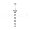 304 Stainless Steel Pave Clear Cubic Zirconia Curved Barbell Dangle Belly Rings FS-WG7A03F-11-1