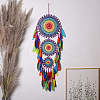 Indian Style Iron Woven Web/Net with Feather Pendant Decorations PW-WG84324-01-3