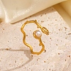 Leaf Stainless Steel Open Cuff Rings PW-WGA710A-01-5