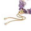 Natural Amethyst Chips & Pearl Beaded Slider Bracelet BJEW-JB08334-04-5
