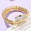 Snake Alloy Rhinestone Bangles for Women BJEW-G085-01G-02-2