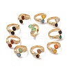 Gemstone Oval Open Cuff Ring with Crystal Rhinestone STAS-E168-10B-G-1