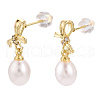 Mother's Day Jewellery Natural Pearl & Cubic Zirconia Bowknot Dangle Stud Earrings PEAR-N017-06D-2