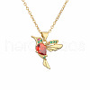 Brass Pave Cubic Zirconia Little Bird Pendant Necklaces FS-WG89328-02-2
