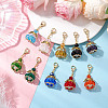 Angel Glass Beaded & Alloy Pendant Decorations HJEW-MZ00190-1