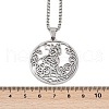 Ring with Cat Shape Pattern 304 Stainless Steel Pendant Necklaces for Men Women NJEW-K283-13P-3
