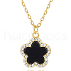 S925 Silver Black Agate Flower Pendant Necklaces FY9734-2-1