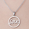 201 Stainless Steel Word Love Pendant Necklace NJEW-OY001-44-1