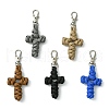Handmade Woven Polyester & Spandex Cross Pendant Decorations HJEW-JM02690-1