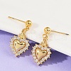 Heart Brass Micro Pave Clear Cubic Zirconia Dangle Stud Earrings EJEW-F895-14G-2