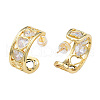 Cubic Zirconia Heart Half Hoop Earrings EJEW-N011-65-1