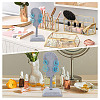 Ear Shaped Velvet & Wood Earrings Display Stands ODIS-WH0061-68A-5