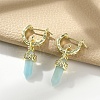 Natural Flower Amazonite Hoop Earrings EJEW-P306-01G-11-1