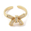 Bowknot Brass Micro Pave Clear Cubic Zirconia Open Cuff Rings RJEW-S417-01G-02-2