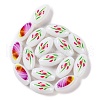 Printing Glass Oval Beads for Necklaces Bracelets Making GLAA-B020-01A-12-3