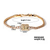 Elegant Rectangle Brass Rhinestone Link Chain Bracelets LU8046-1-1