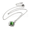 Glass Cat Eye Rhombus Pendant Necklaces NJEW-Z049-01P-3
