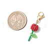 Mother's Day Carnation Glass Seed Beads & Acrylic Dendant ecorations HJEW-MZ00228-04-3