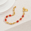 Classic Elegant Brass & Glass Oval Beads Link Bracelets for Women EL5843-3