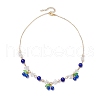 Crackle Glass & Natural Quartz Crystal Fruit Bib Necklaces for Women NJEW-JN05202-01-4
