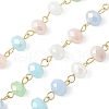 Handmade Electroplate Glass Faceted Rondelle Beaded Chains AJEW-SZ0002-41B-1