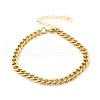Brass Curb Chain Bracelets for Women Men BJEW-F494-01G-02-2