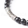 Natural Obsidian Round Beads Stretch Bracelets Set BJEW-JB06980-04-8