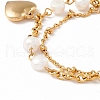 Natural Pearl Beaded and Heart Charm Multi-strand Bracelet with 304 Stainless Steel Chain for Women STAS-P304-27G-3
