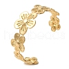 Stainless Steel Flower Open Cuff Bangles for Women BJEW-G719-13G-1