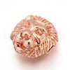 Tibetan Style Alloy Lion Head Beads TIBEB-E073-01RG-1