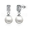 Anti-Tarnish Rhodium Plated 925 Sterling Silver Cubic Zirconia Stud Earrings EJEW-FF0002-12-1