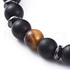 Unisex Natural Tiger Eye Stretch Bracelets BJEW-JB04945-02-3