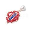 Glass Cylinder Seed Beaded Rhombus Pendants PALLOY-MZ00651-02-4