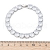 Brass Pave Clear Cubic Zirconia Flat Round Link Chain Bracelets for Women BJEW-A034-02P-5
