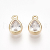 Brass Cubic Zirconia Charms KK-S350-089G-1